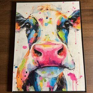 Rainbow Cow Print Wall Art Framed